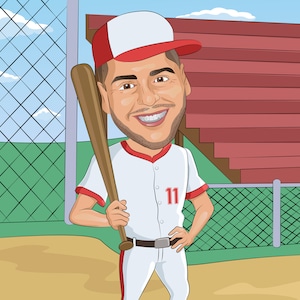 Baseball coach gift - Custom Caricature Portrait From Your Photo / Baseball Player gift
