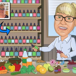 Naturopath Gift - Custom Caricature From Photo, naturopathic doctor, herbalist, naturopathy