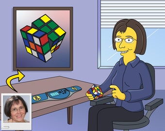 Rubikskubus Lover Gift - aangepast portret van foto als geel personage
