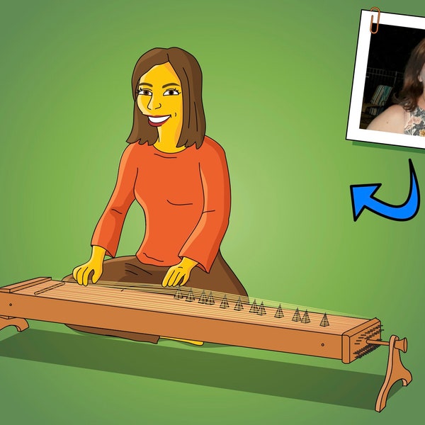 Monochord Player Gift - Portrait as Cartoon Character, Monocordio, Monochord gift