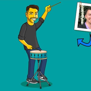 Snare Drum Player Gift - Portrait as Cartoon Character / Snare Drum art / Snare Drum gift