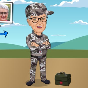 Military Nurse Gift - Custom Caricature From Photo, army nurse gift, navy nurse