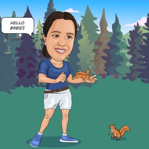 Eichhörnchen-Liebhaber-Geschenk - Benutzerdefinierte Karikatur vom Foto, Eichhörnchenflüsterer