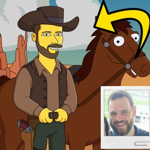 Cowboy Gift - Custom Portrait from your Photo as Yellow Character