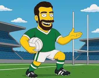 Gaelic Football Player Gift - Custom Portrait from Photo as Yellow Character