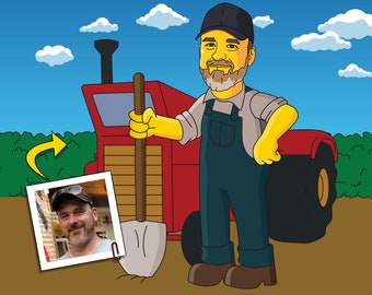 Farmer Gift  - Custom Portrait from Photo / gifts for ranchers / farmer gift for him / farmer gift idea / farmer gift for her