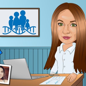 Geneticist Gift - Custom Caricature Portrait From Your Photo / Genetic Counselor gift / genetics art
