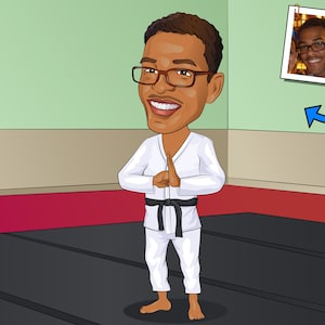 Jiu Jitsu Gift - Custom Caricature Portrait From Your Photo / bjj gift
