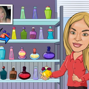 Perfume Bottles Collector Gift - Custom Caricature From Photo, Perfume Collector, Perfume Bottles Collection