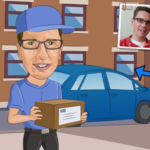 Cadeau facteur - caricature personnalisée à partir d'une photo, cadeau du transporteur, cadeau du facteur