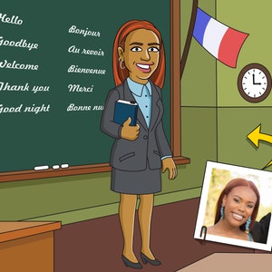 French Teacher Gift - Custom Portrait from Photo as Cartoon Character / French professor gift / en francais