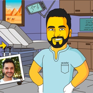 Dental Technician Gift  - Custom Portrait as Cartoon Character / dental tech gift / oral surgeon gifts / endodontist gift /pediatric dentist