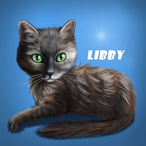 Caricatura de gato / retrato de dibujos animados de gato / retrato de gato personalizado / retrato de mi gato / dibujar mi gato