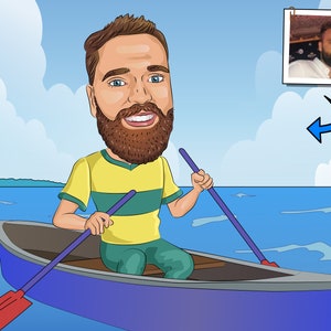 Rowing Gift - Custom Caricature From Your Photo / rower gift / rowing art