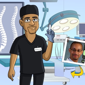 Spine Surgeon Gift - Custom Portrait as Cartoon Character / spine surgery gift