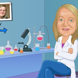 Microbiologist Gift - Custom Caricature Portrait From Your Photo
