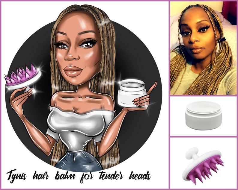 Braider Logo Design custom cartoon portrait for your business logo / custom braid logo design / hair stylist logo image 2