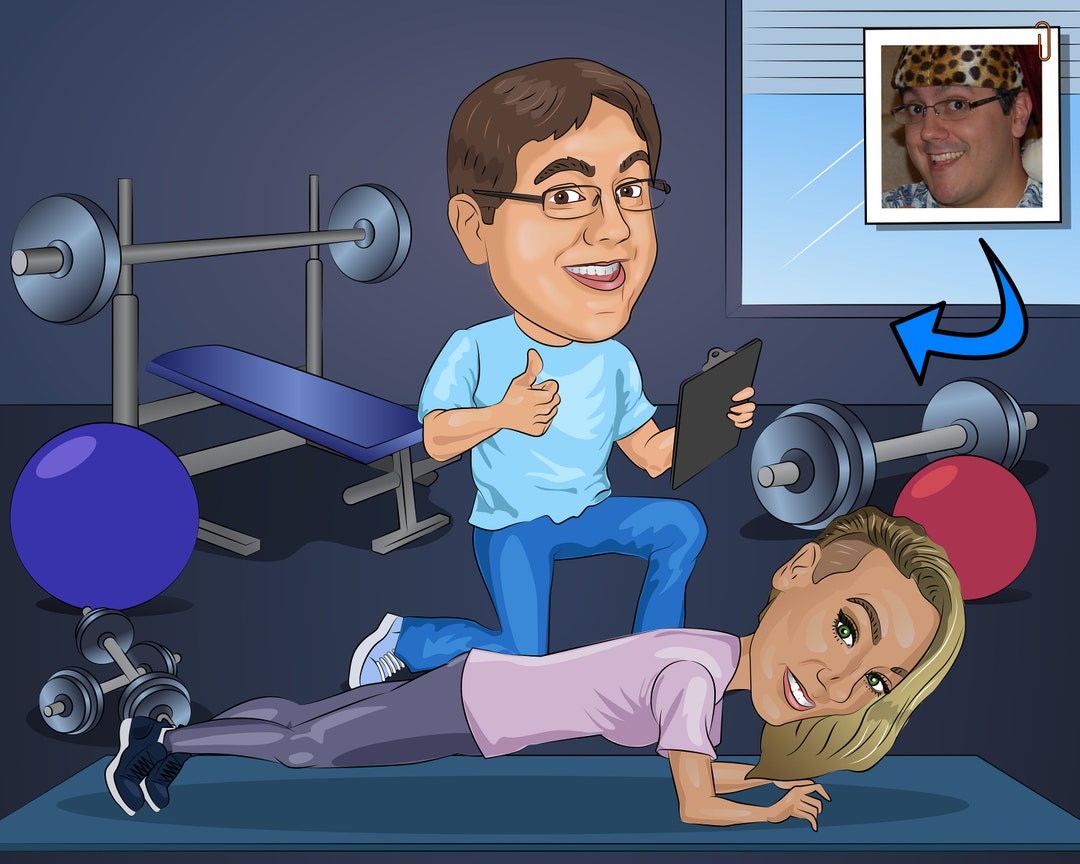 Exercise Physiologist Gift Custom Caricature From Photo, Athletic