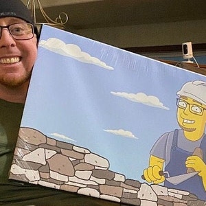 Brick Mason Gift - Custom Portrait from your Photo as Yellow Character / bricklayer gift / masonry gifts