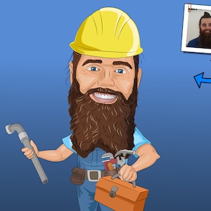 Plumber Gift - Custom Caricature Portrait From Your Photo / plumbing gift / plumbing art