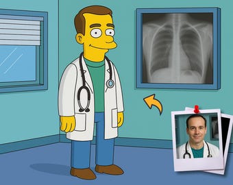 Pulmonologist Gift - Custom Portrait as Yellow Character, pulmonary doctor