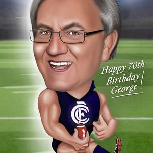 Cartão de caricatura de aniversário tirado de foto/aniversário de caricatura/cartões de caricatura/cartão de desenho animado de aniversário/artista de caricatura