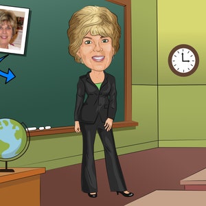 Teacher Gift - Custom Caricature Portrait From Your Photo / cartoon teacher / teacher caricature