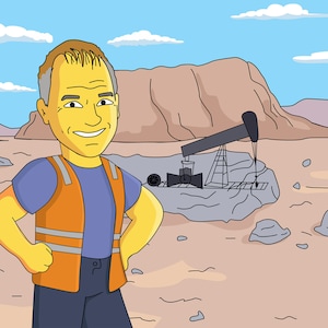 Oilfield Worker Gift - Custom Portrait as Cartoon Character / oil rig engineer gift / oil geologist cartoon / oil worker