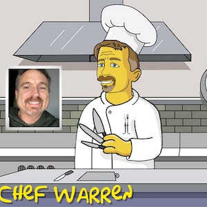 Cadeau de chef - Portrait personnalisé en tant que personnage jaune / cadeau de chef personnalisé / cadeau de chef amusant / chef de bande dessinée / idée cadeau chef / cadeaux chef pour femmes