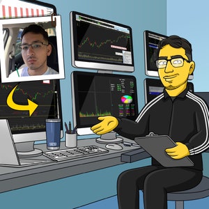 Stock Trader Gift - Custom Portrait from Photo as Yellow Character, day trader gift