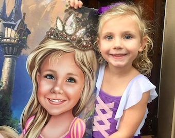Custom Fairytale Princess Portrait: Personalized Digital Art Gift