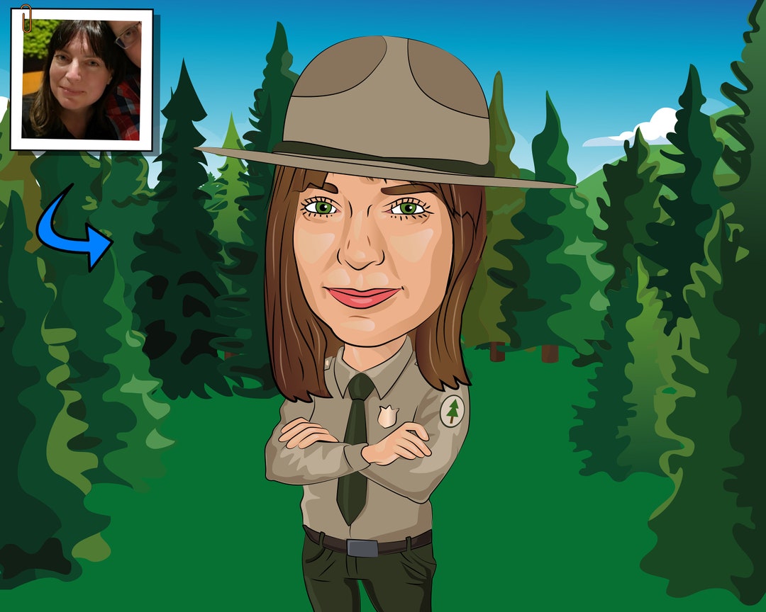 Park Ranger Gift - Custom Caricature From Photo, ranger apprentice, forest service