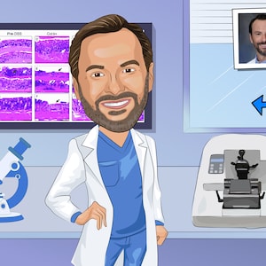 Histology Tech Gift - Custom Caricature From Photo, Histology art