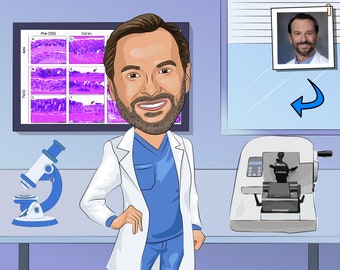Histology Tech Gift - Aangepaste karikatuur van foto, histologiekunst