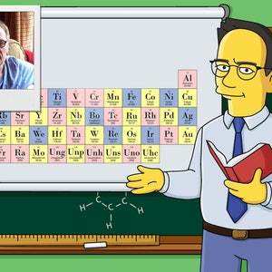 Science Teacher Gift Custom Portrait as Yellow Cartoon Character / Chemist Gift Idea / Chemistry Teacher Retirement Gift / Chemist Cartoon image 1