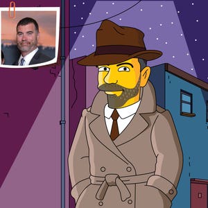 Detective Gift  - Custom Portrait as Yellow Cartoon Character / Detective Cartoon / Detective Caricature / Criminal Investigators Gift Idea
