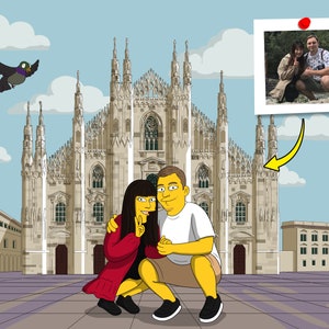 Milan Gift - Custom Yellow Cartoon Portrait van Photo, Milan art, Milan poster, Milano