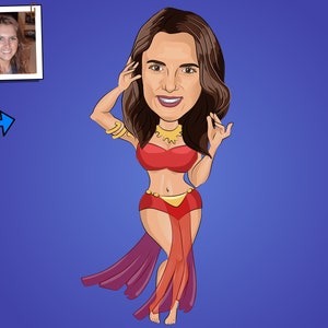 Belly Dancer Gift - Custom Caricature From Photo / Bellydance / Belly Dance art / Bellydancer gift