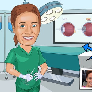 Eye Surgeon Gift - Custom Caricature From Photo, Ophthalmic Surgeon, Oculoplastic Surgeon