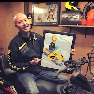 Snowmobile Hobbyist Gift  - Custom Cartoon Portrait from Photo / snowmobiling gifts / snowmobile gift / snowmobile art / snowmobile wall art
