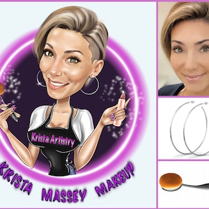 Make up Artist Logo Design - custom cartoon portrait for your business logo / make up logo / MUA logo