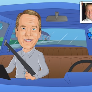 Driving Instructor Gift - Custom Caricature Portrait From Your Photo / driving school