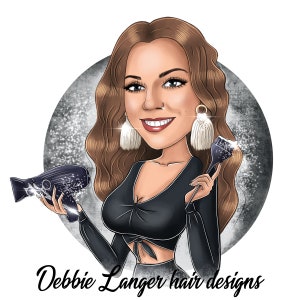 Hair Colorist Logo Design - custom cartoon portrait for your business logo / hair extensions logo / hair salon logo