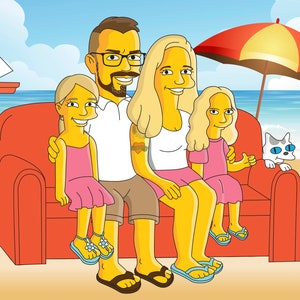 Check this listing for more STANDARD background options yellow cartoon characters Couch on the beach