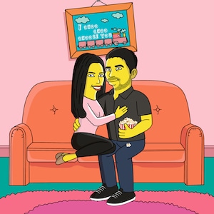 Custom Couple Portrait as cartoon characters / couple portraits / couple portrait gift / couple illustration / couple gifts couple art