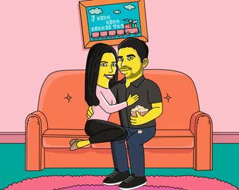 Custom Paar Portrait als Comicfigur / Paar Portrait / Paar Portrait Geschenk / Paar Illustration / Paar Geschenke Paar Kunst