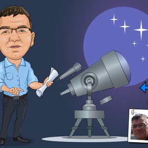 Astronomer Gift - Custom Caricature Portrait From Your Photo / astronomy gifts