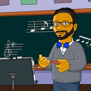 Band Director Gift  - Custom Portrait from Photo as Yellow Cartoon Character / band teacher gift / choir teacher gift / choir director gift