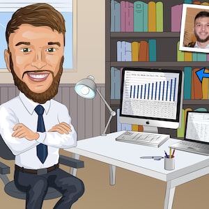 Data Analyst Gift - Custom Caricature From Photo, Data Science Gift, data scientist, data nerd