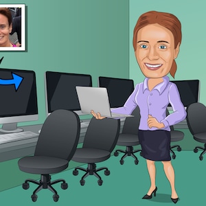 Computer Teacher Gift - Custom Caricature From Photo, technology teacher